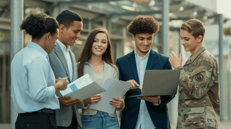 groupe jeunes discussion centre militaire