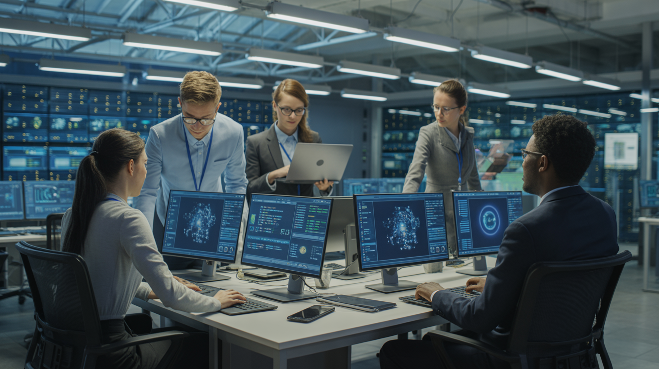jeunes professionnels technologie futuriste