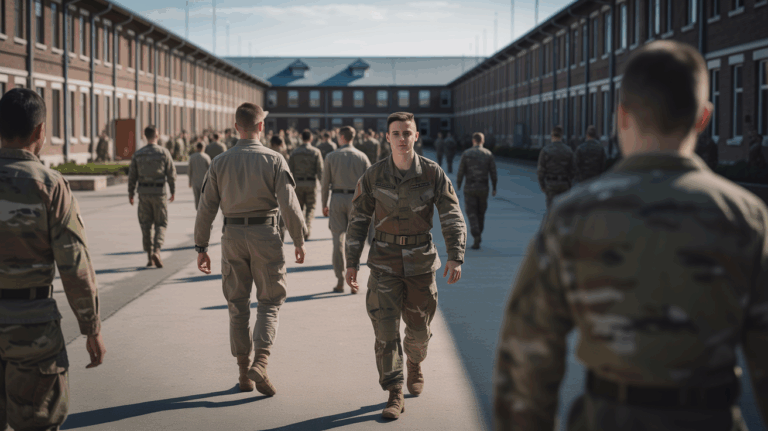 military barracks courtyard soldiers
