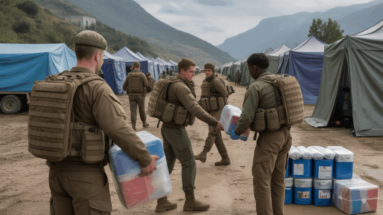 soldats francais aide humanitaire