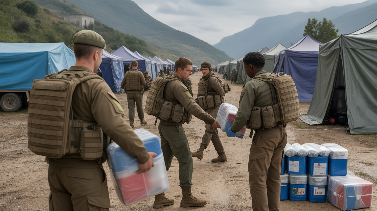 soldats francais aide humanitaire